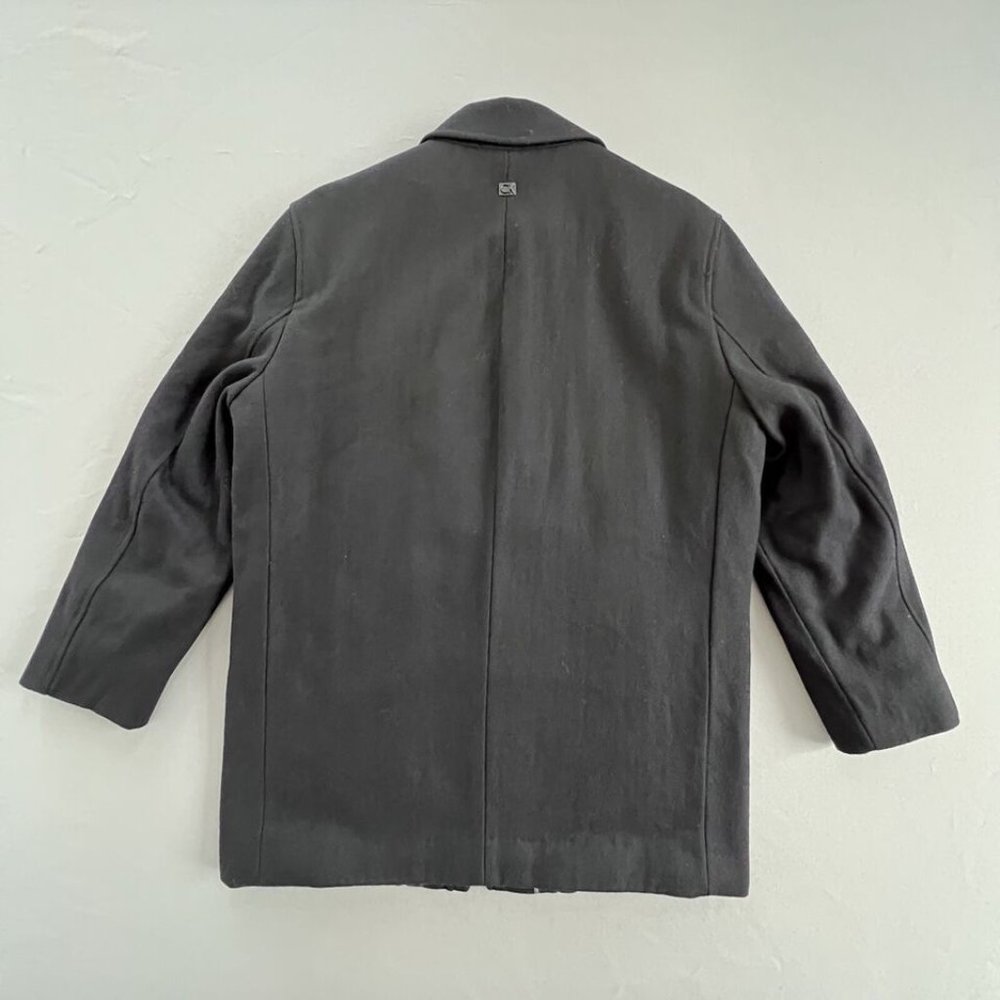 Calvin Klein Men Coat Wool Blend Size MEDIUM Black Hidden Zipper Snap Collared - Picture 8 of 8